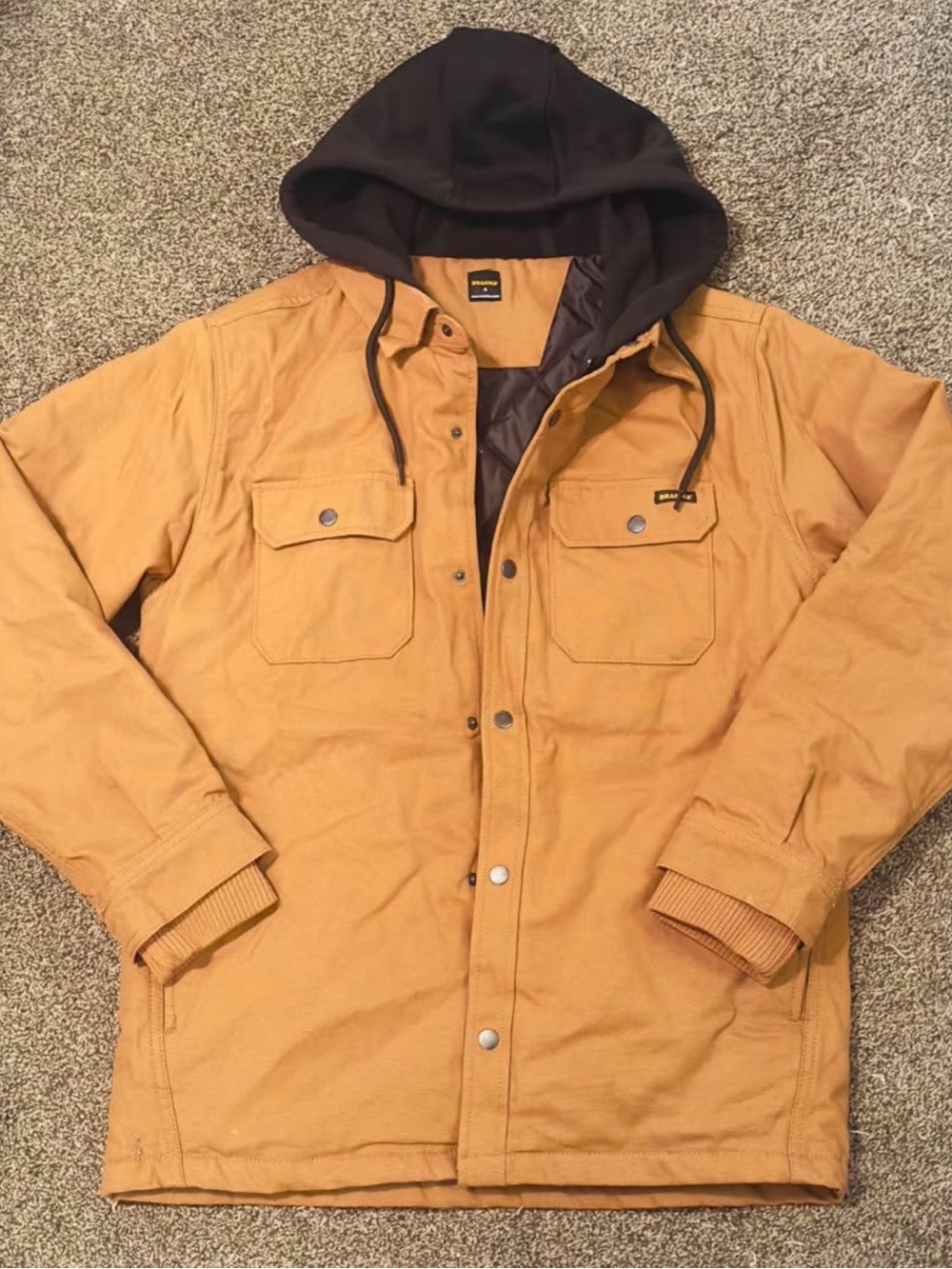 Men's Hooded Work Jacket in Caramel Brown